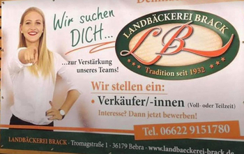 Verkäufer/Innen für Landbäckerei Brack gesucht